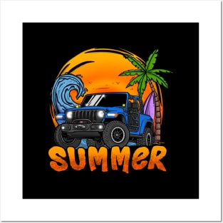 Jeep Wrangler Summer Holiday - Blue Posters and Art